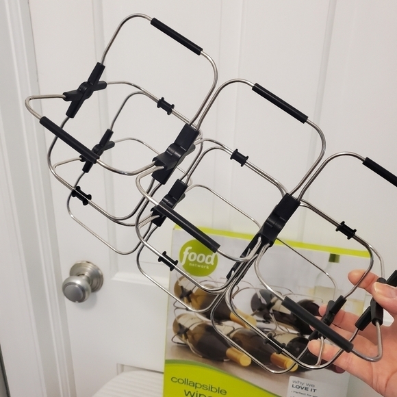 NIB Food Network Collapsible Wine Storage Rack Silvertone Retail $25 - Picture 5 of 7